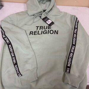 True Religion Green Sweatshirt with Logo and Sleeve Detail